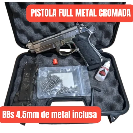Pistola Kl92a1 Beretta Kli Cromada Airgun Co2 Blowback 4.5mm Prateado - Maleta Completa imagem 2